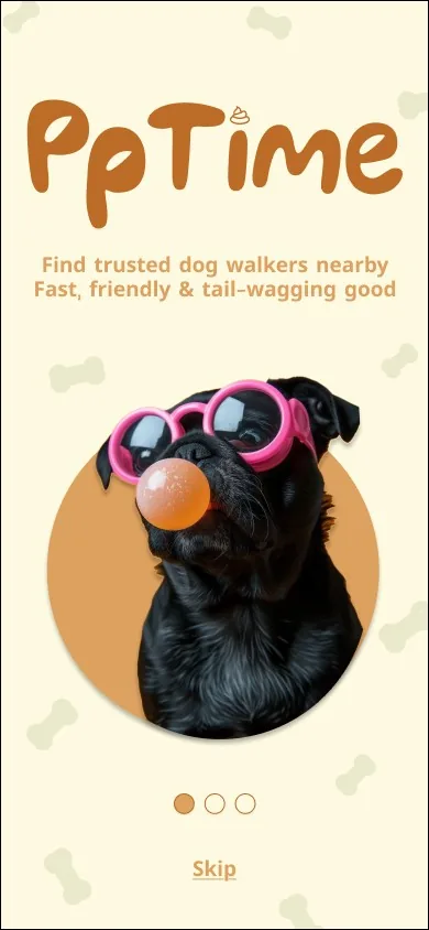 PpTime onboarding. Find trusted dog walkers nearby